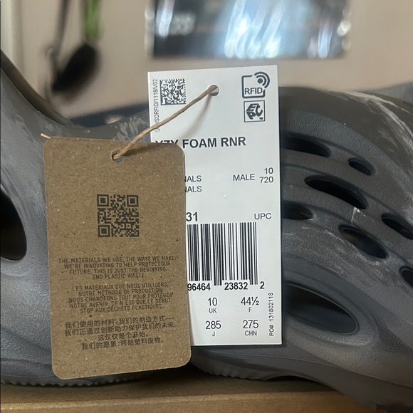 adidas Foam Runner Marble Grey Slip-On Athletic Clog - Picture 3 of 5